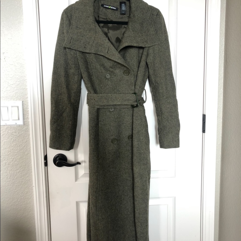 Green DKNY Coat Long Pea Trench coat